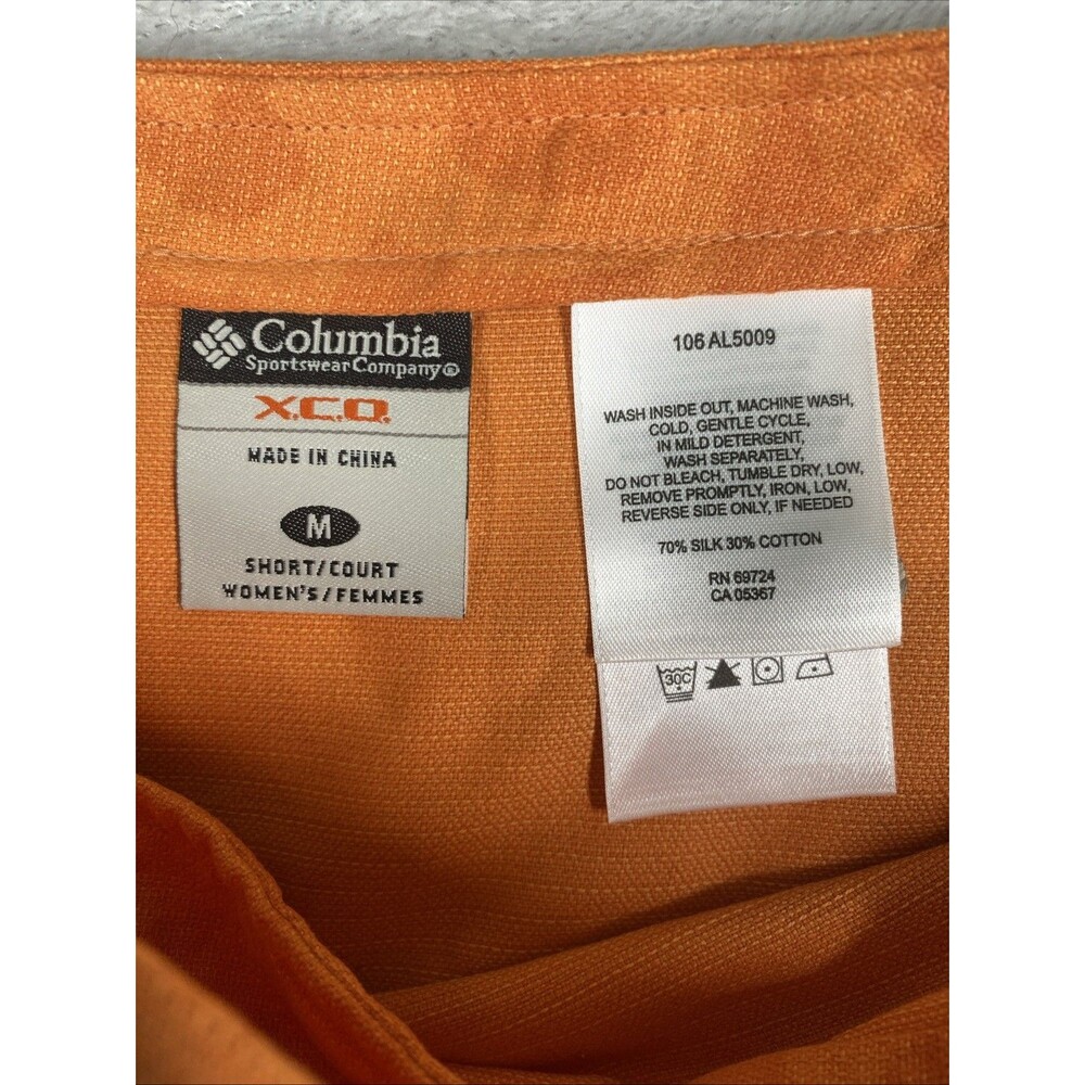 Columbia XCO Silk Wrap Skirt Women's Medium Orange Knee A-Line Tropical Resort - Picture 6 of 7
